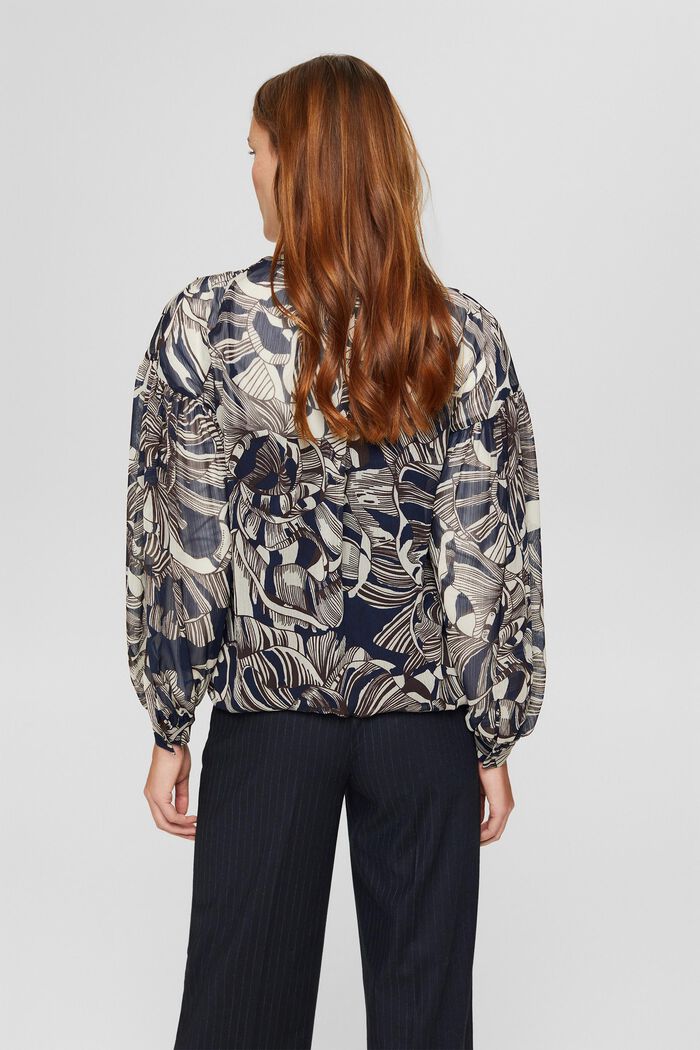 Recycled: printed chiffon blouse, NAVY, detail image number 3