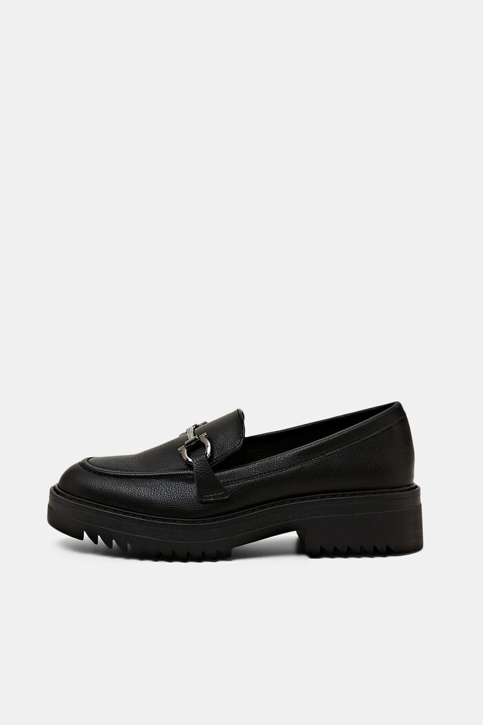 Vegan Leather Platform Loafers, BLACK, detail image number 1