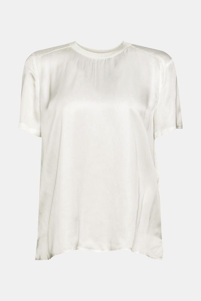 Short sleeve silk-effect blouse, OFF WHITE, detail image number 7