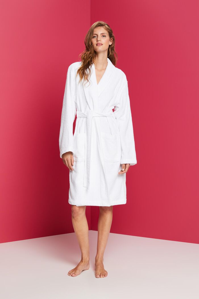 Unisex bathrobe, 100% cotton, WHITE, detail image number 1