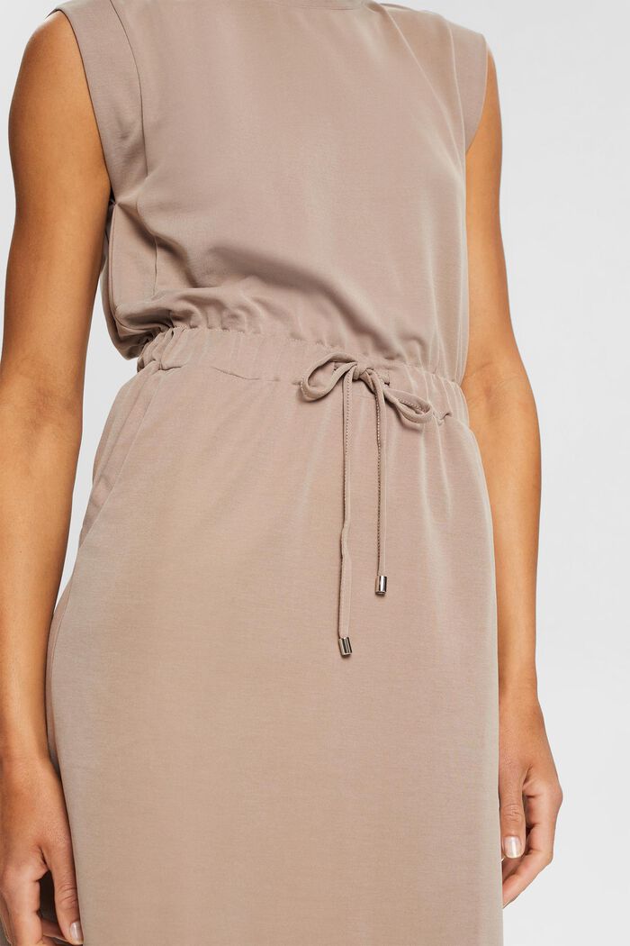 Containing TENCEL™: Dress with drawstring ties, TAUPE, detail image number 0