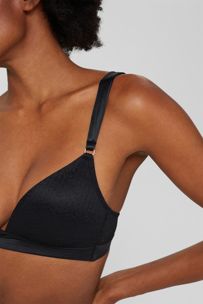 Soft mesh bra with wide straps, BLACK, detail image number 2