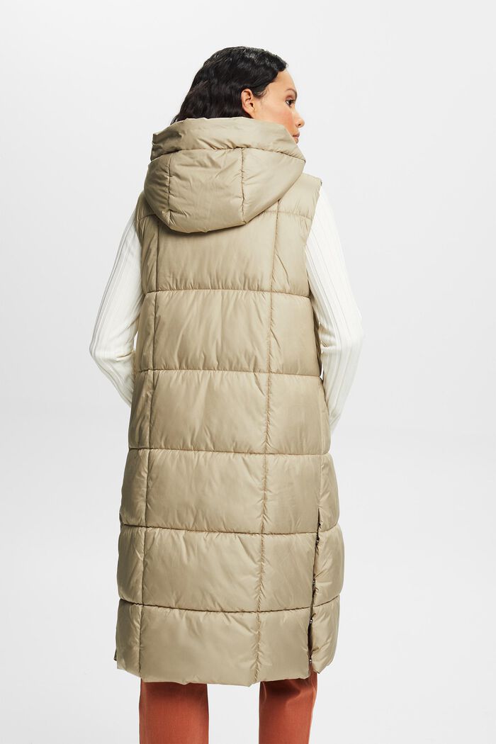 Recycled: longline quilted waistcoat, KHAKI BEIGE, detail image number 3