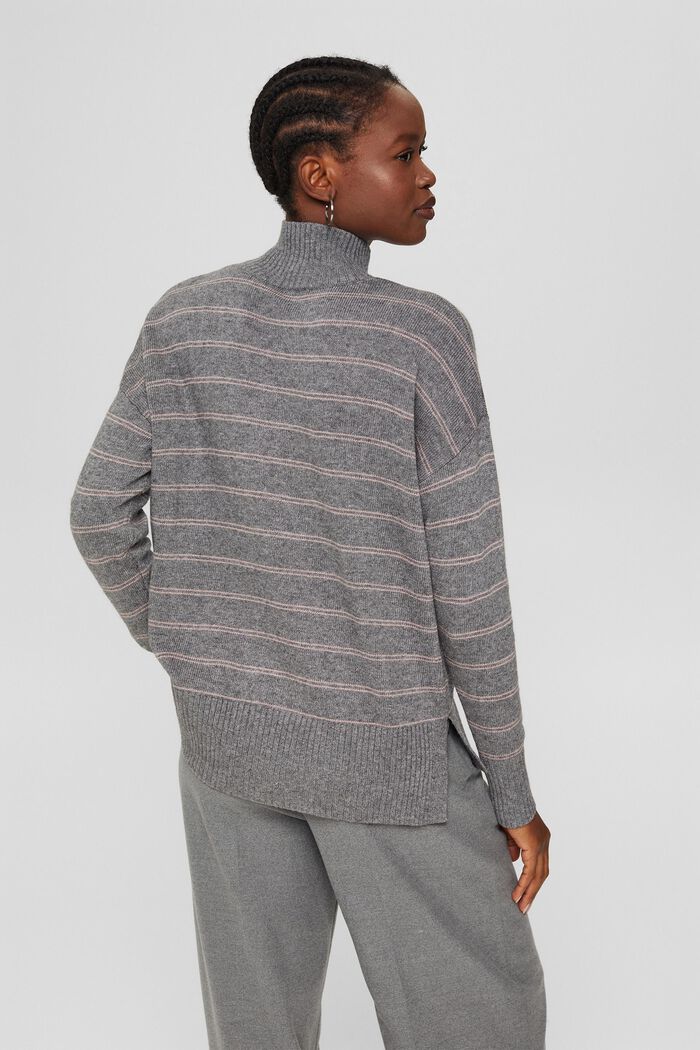 Wool/cashmere blend: jumper with a stand-up collar, MEDIUM GREY, detail image number 3
