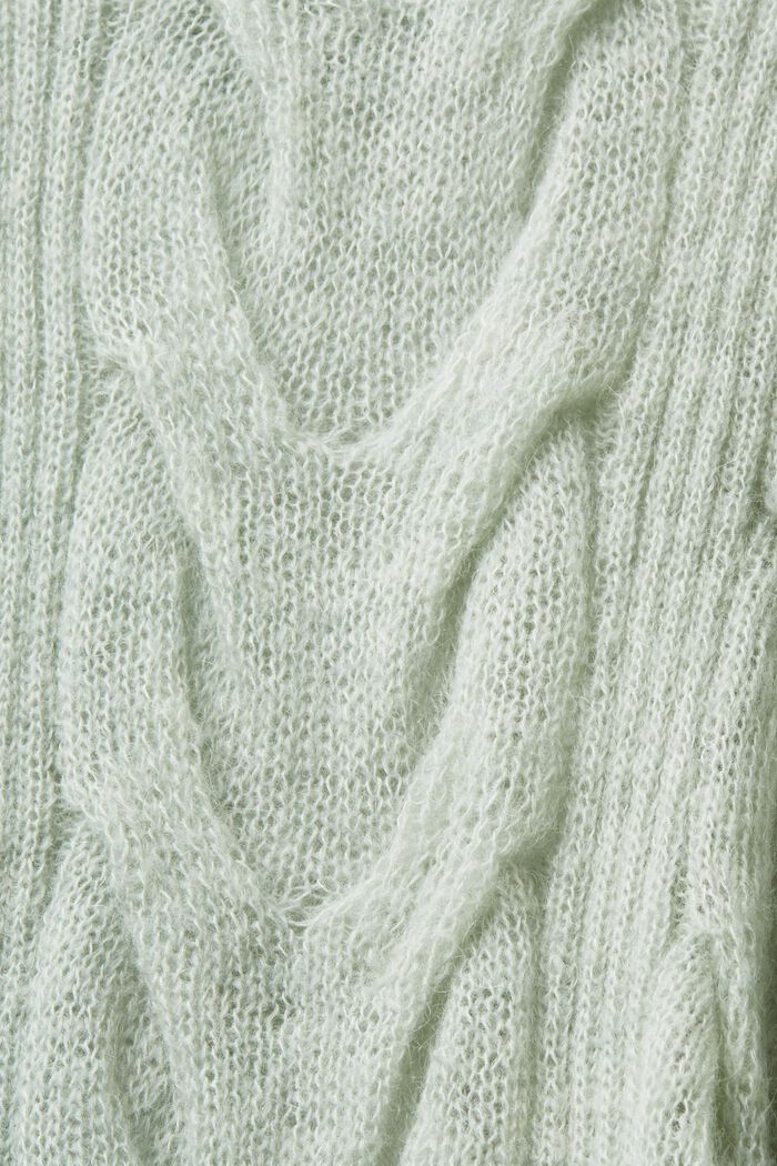 Cable-Knit Turtleneck Sweater, LIGHT AQUA GREEN, detail image number 6