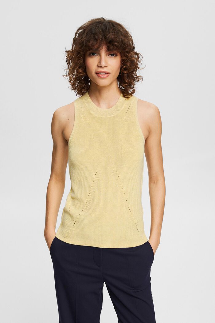 Containing TENCEL™: knitted top with a glitter effect, SUNFLOWER YELLOW, detail image number 0