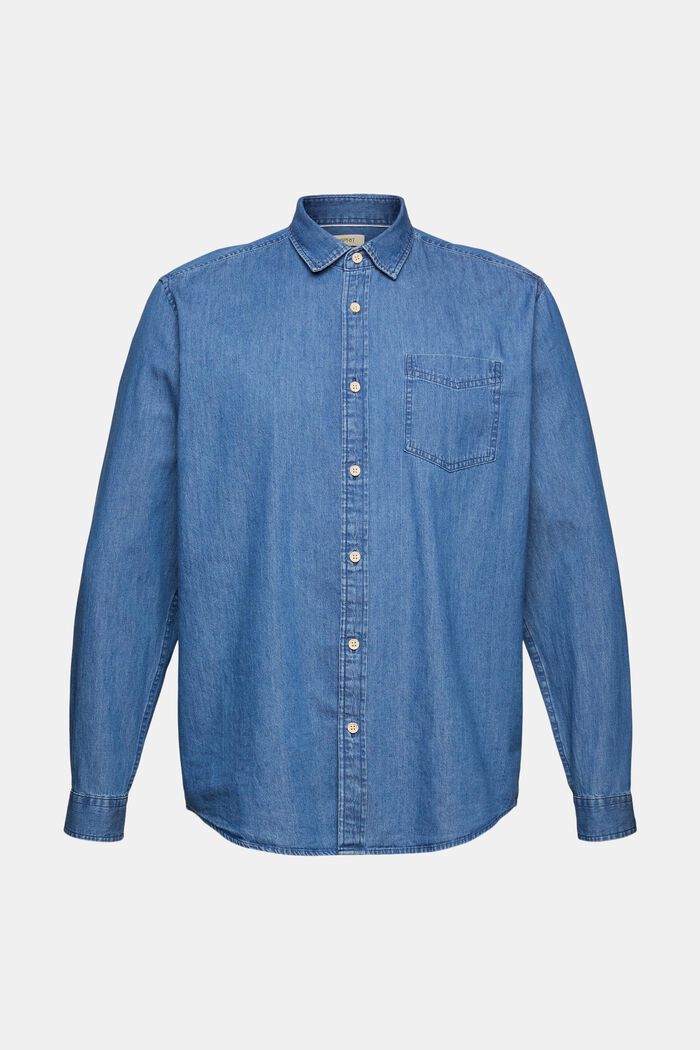 Denim shirt with a breast pocket, BLUE MEDIUM WASHED, overview