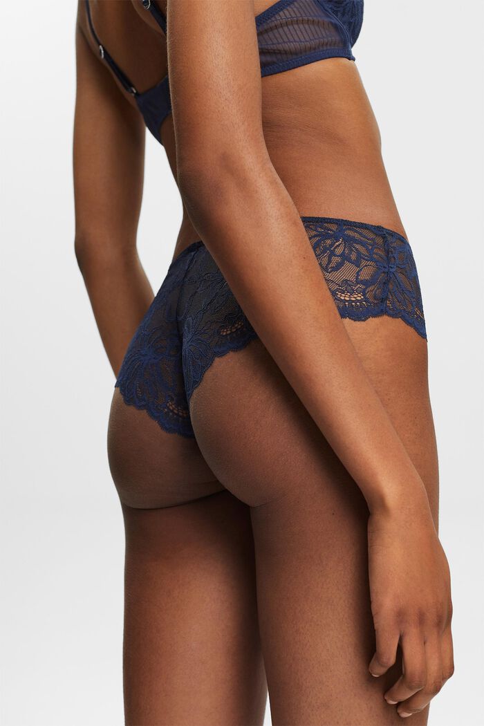 Brazilian Hipster Lace Shorts, NAVY, detail image number 2