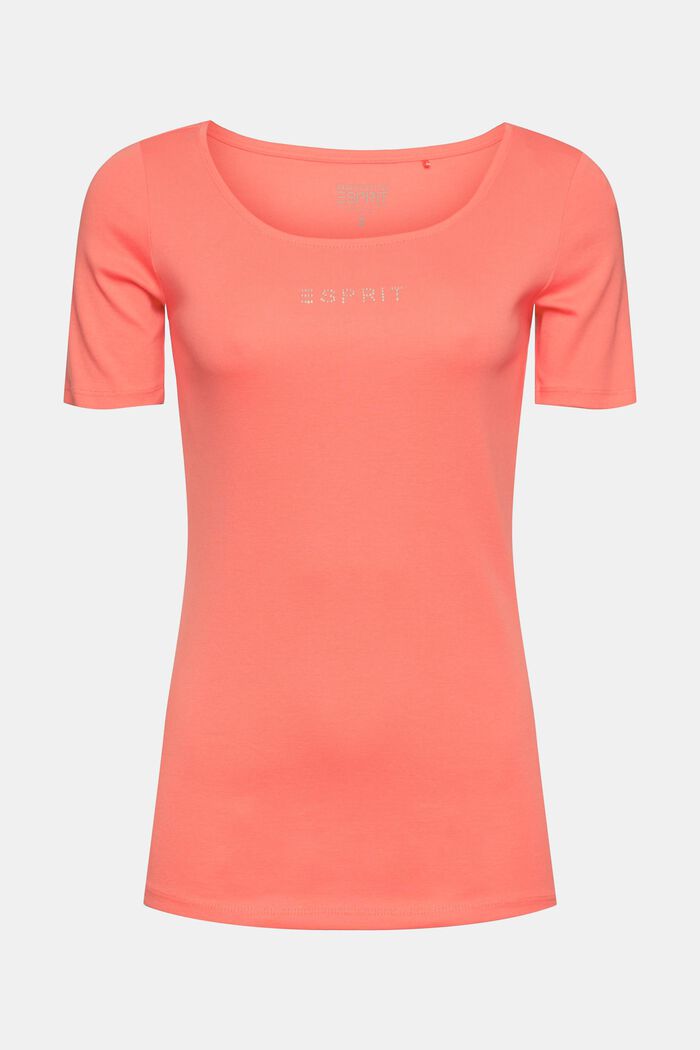 T-shirt with a glittery logo, 100% organic cotton, CORAL, detail image number 7