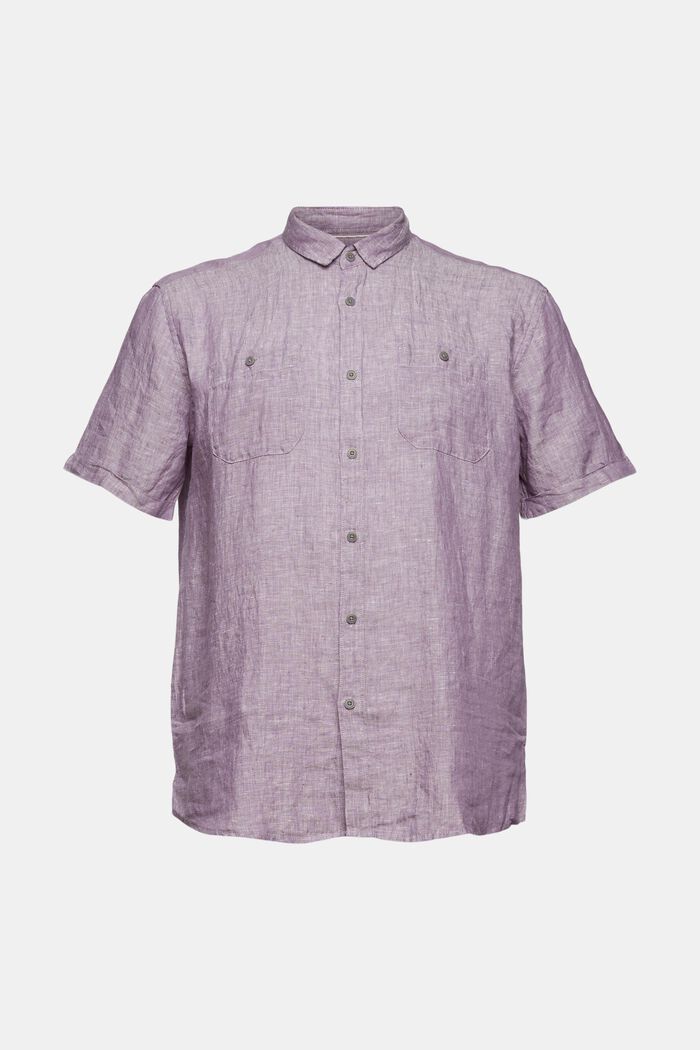 Shirt in 100% linen, DARK MAUVE, overview