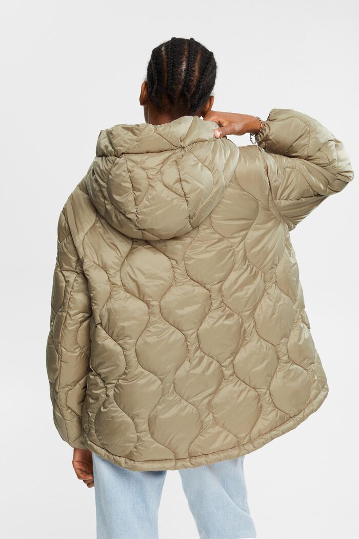 Recycled: quilted jacket with a hood, PALE KHAKI, detail image number 3