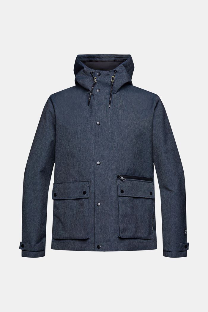 Made of recycled material: denim-effect outdoor jacket, BLUE DARK WASHED, overview