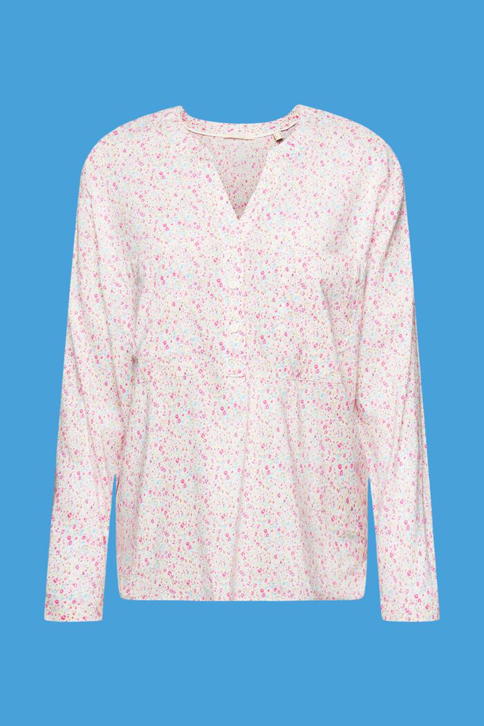 Floral V-neck blouse with buttons, OFF WHITE, detail image number 5