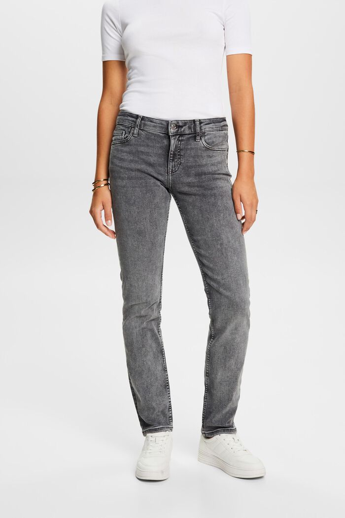 Straight leg stretch jeans, GREY MEDIUM WASHED, detail image number 0