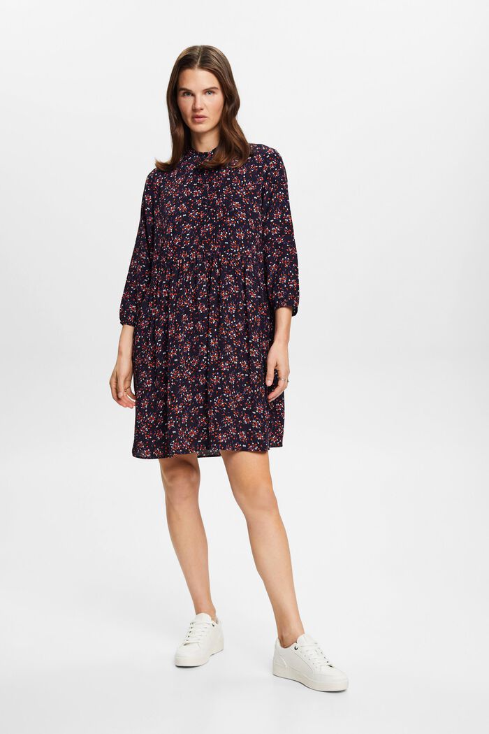 Woven midi dress with all-over pattern, NAVY, detail image number 4