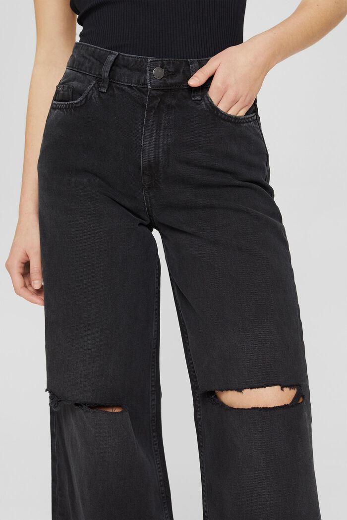 Distressed wide-leg jeans, BLACK DARK WASHED, detail image number 2