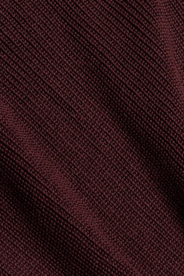 Knit cardigan in 100% cotton, BORDEAUX RED, detail image number 4