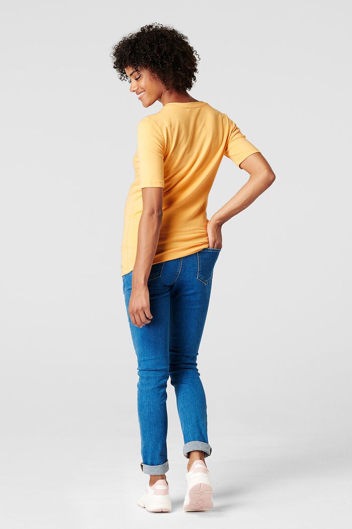 Stretch top with organic cotton, DUSTY YELLOW, detail image number 1