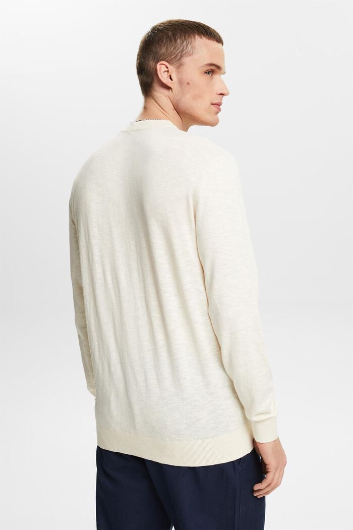 Cotton-Linen Crewneck Sweater, CREAM BEIGE, detail image number 2