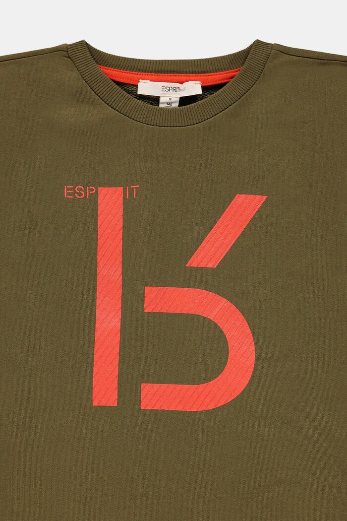 Sweatshirt with a print, 100% cotton, OLIVE, detail image number 2