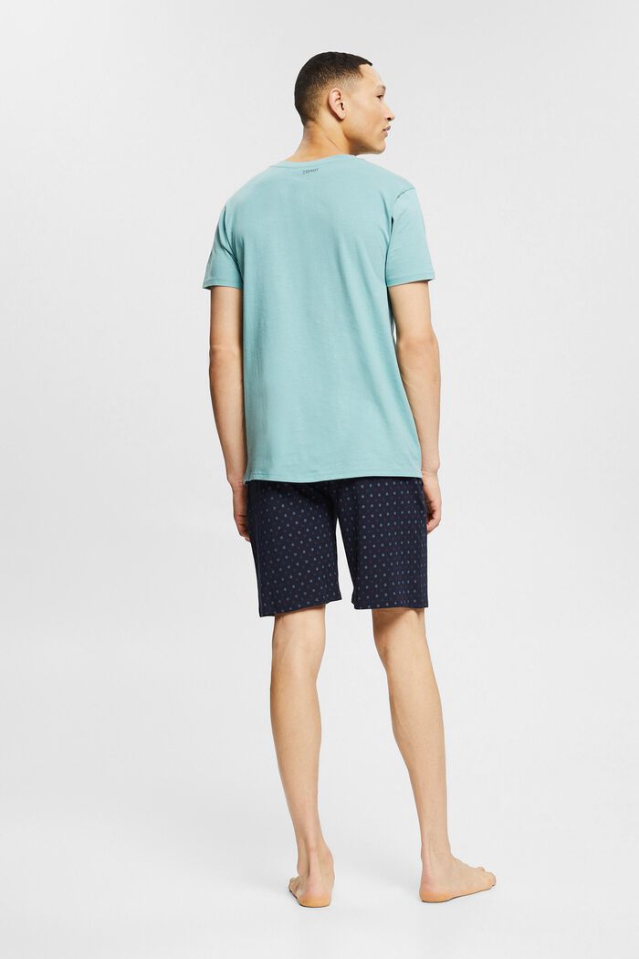 Cotton pyjamas with shorts, TEAL GREEN, detail image number 2