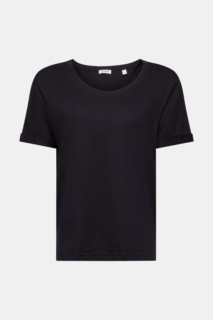 Scoop Neck Slub T-Shirt, BLACK, detail image number 6