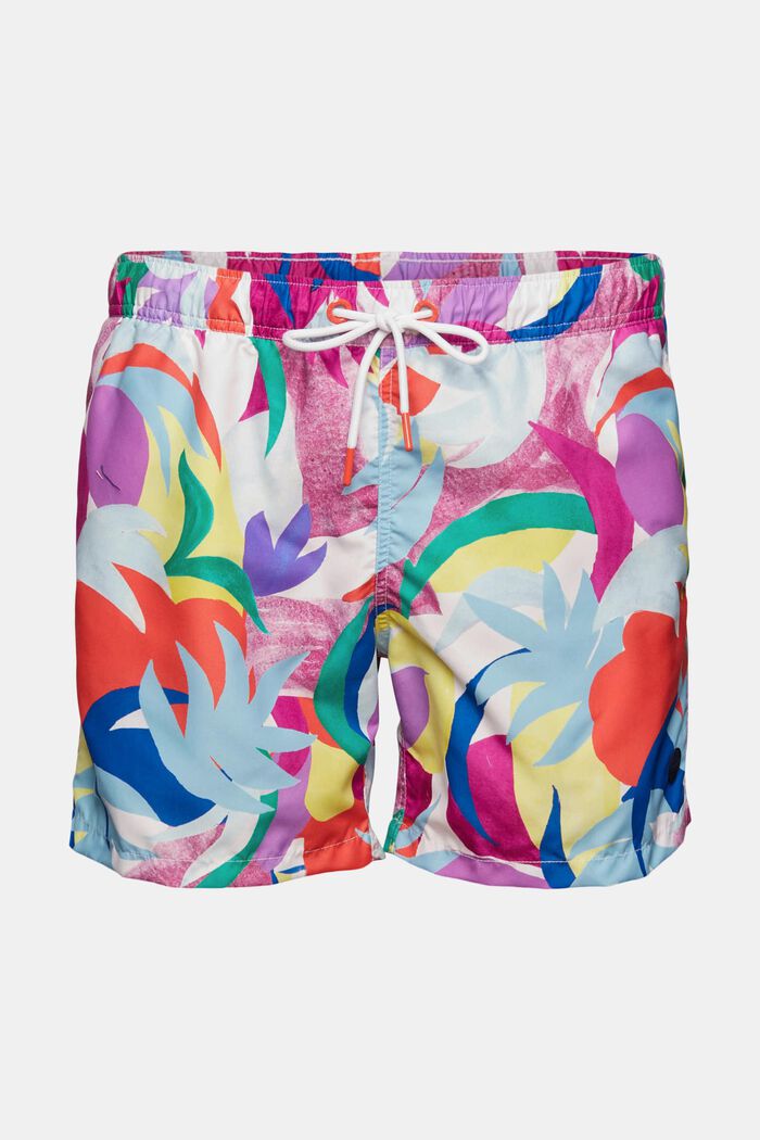 Swim shorts with a colourful pattern, VIOLET, overview
