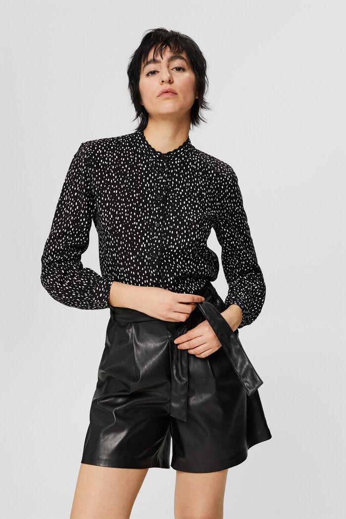 Patterned blouse with embroidery, BLACK, detail image number 0