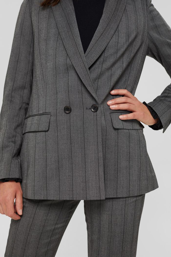 Made of recycled material: STRIPE mix + match blazer, GUNMETAL, detail image number 2