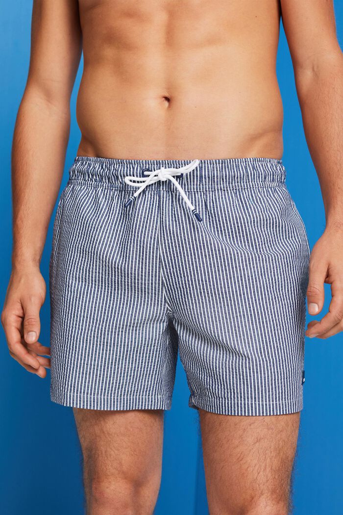 Textured swimming shorts with stripes, INK, detail image number 2