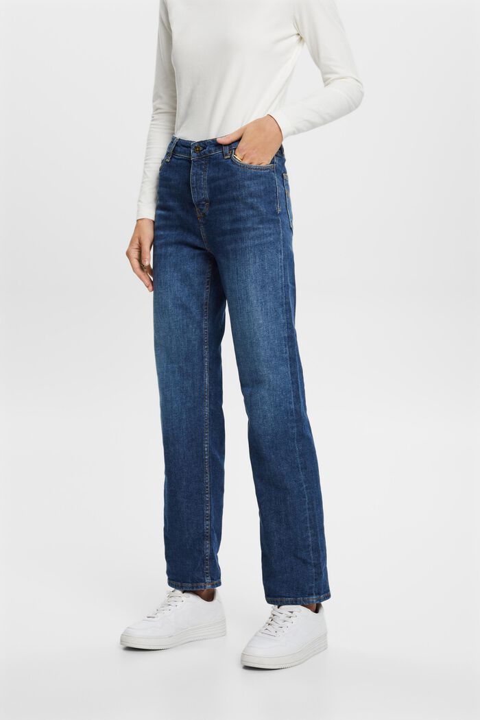 High-Rise Retro Straight Jeans, BLUE LIGHT WASHED, detail image number 0