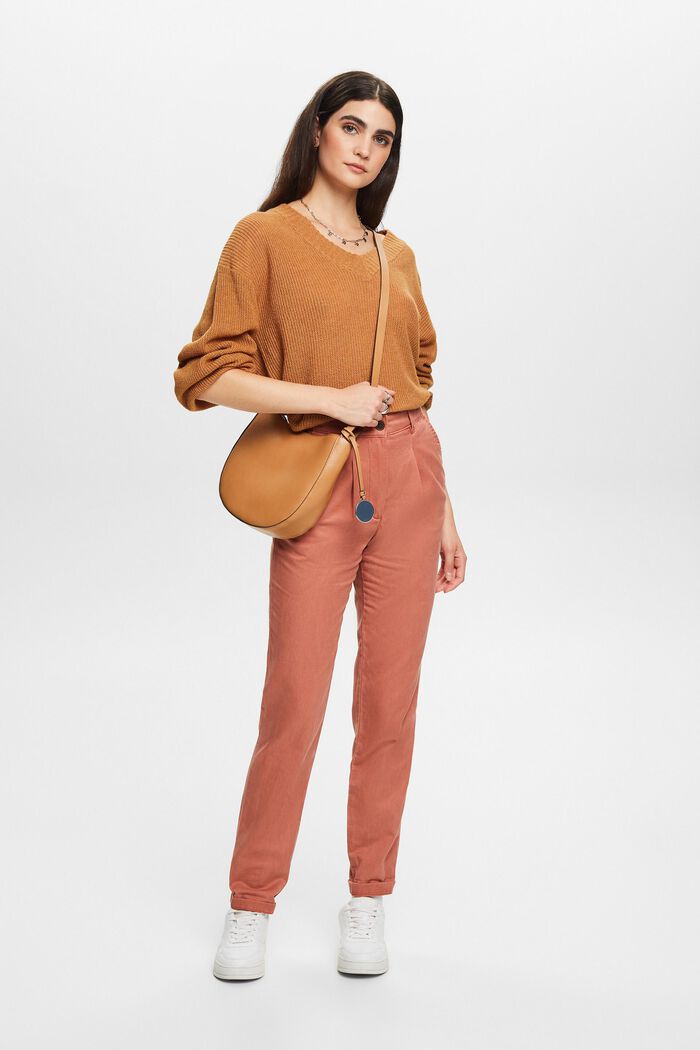Mid-Rise Cotton-Blend Chinos, TERRACOTTA, detail image number 1