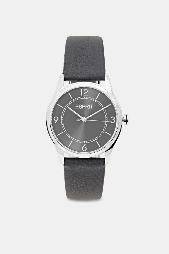 Vegan: watch with a faux leather strap, BLACK, detail image number 0