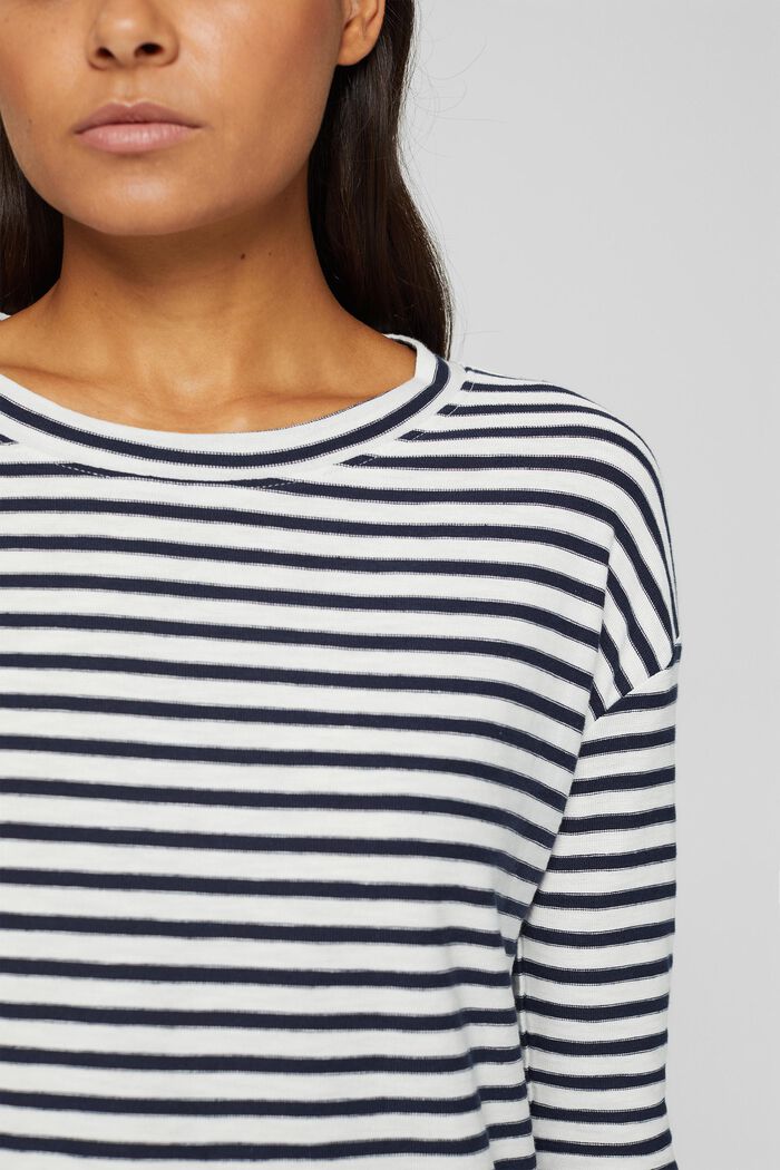 Striped long sleeve top in 100% organic cotton, NAVY, detail image number 2