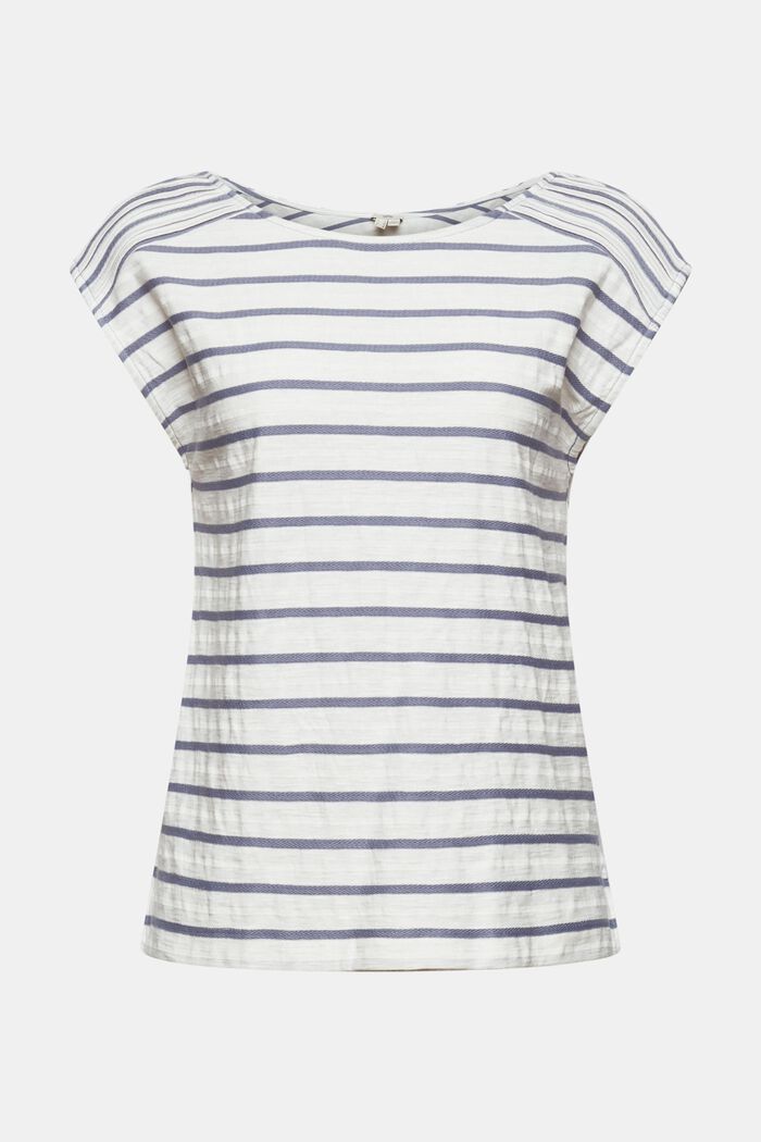 T-shirt with textured stripes, LIGHT BLUE LAVENDER, overview