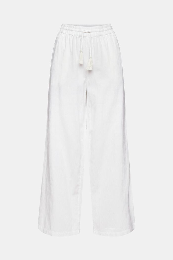 Linen blend: wide-leg trousers, WHITE, detail image number 6