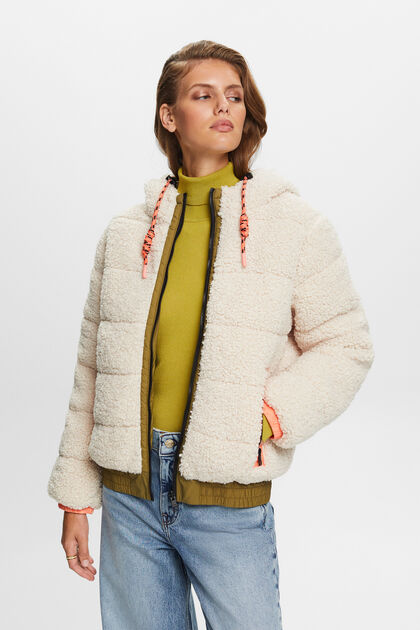 Recycled: reversible jacket with teddy fur
