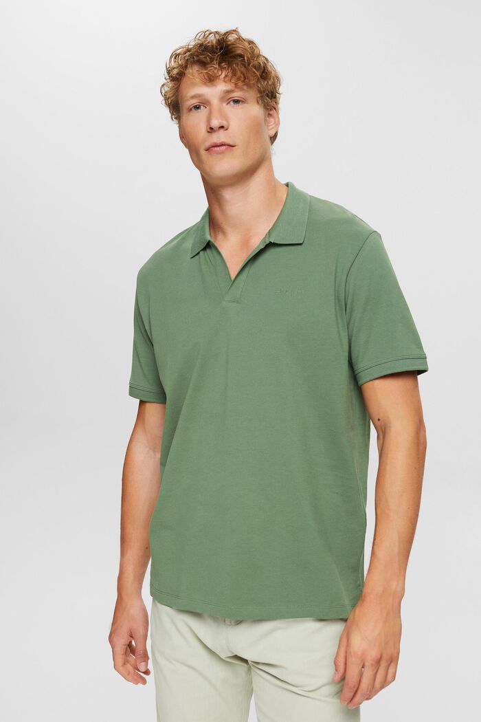 Cotton piqué polo shirt, GREEN, detail image number 0