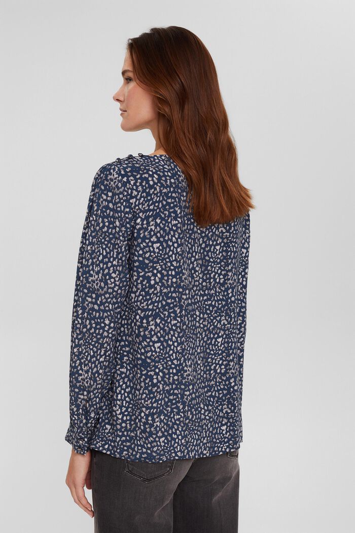 Printed blouse, LENZING™ ECOVERO™, DARK BLUE, detail image number 3