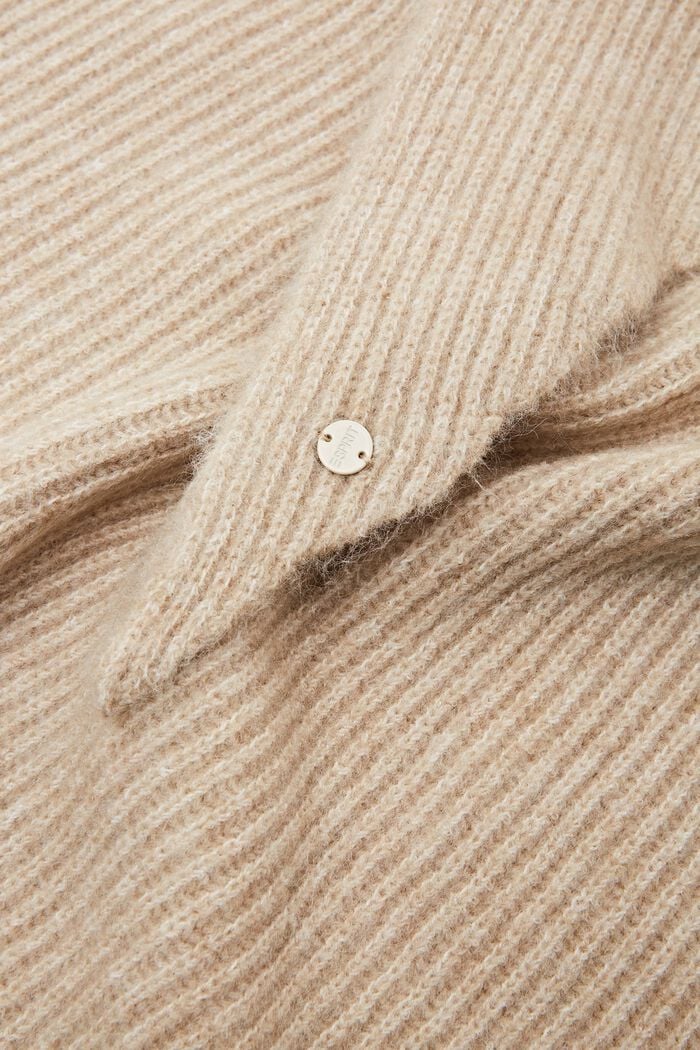 Rib-knit triangle scarf, BEIGE, detail image number 1