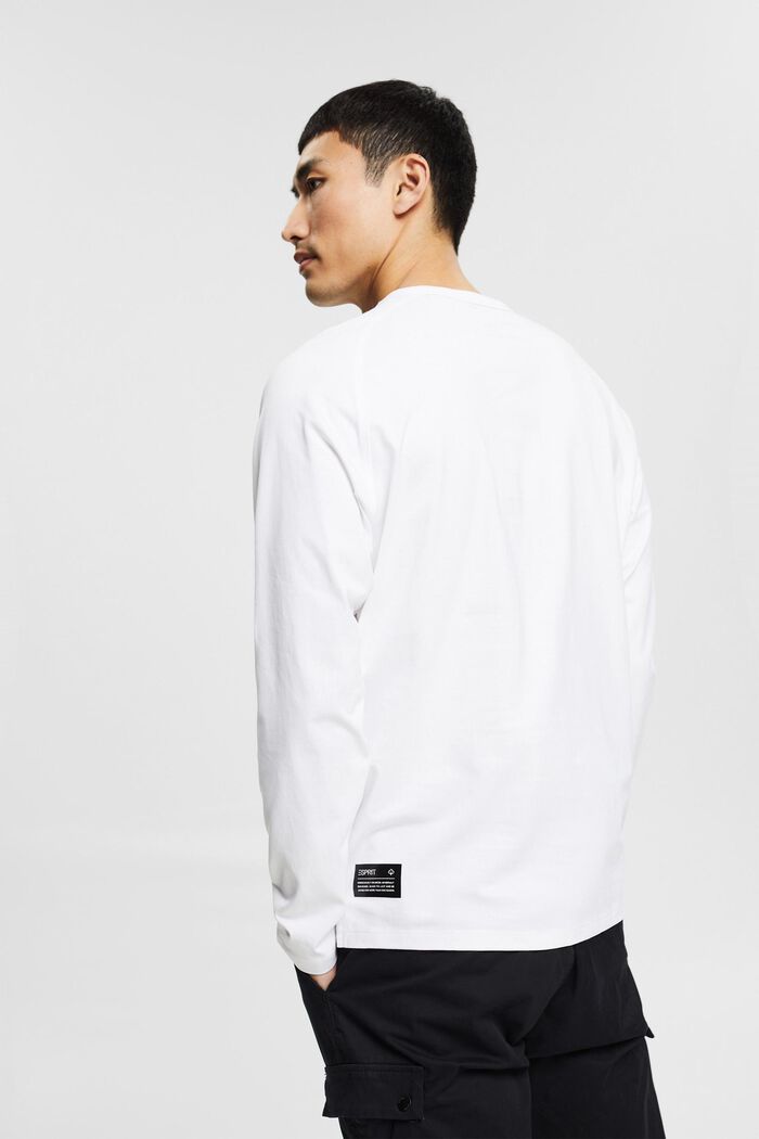 Jersey long sleeve top with a zip detail, WHITE, detail image number 3