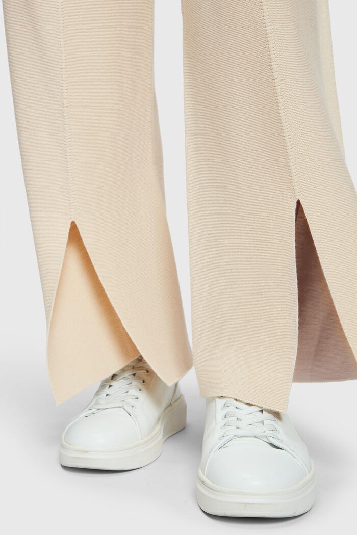High-rise wide leg slit front trousers, CREAM BEIGE, detail image number 3