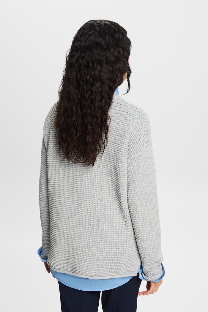 Textured Knit Sweater, LIGHT GREY, detail image number 3