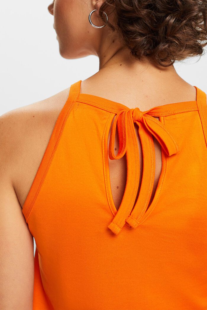 Tank top with keyhole detail, 100% cotton, BRIGHT ORANGE, detail image number 2