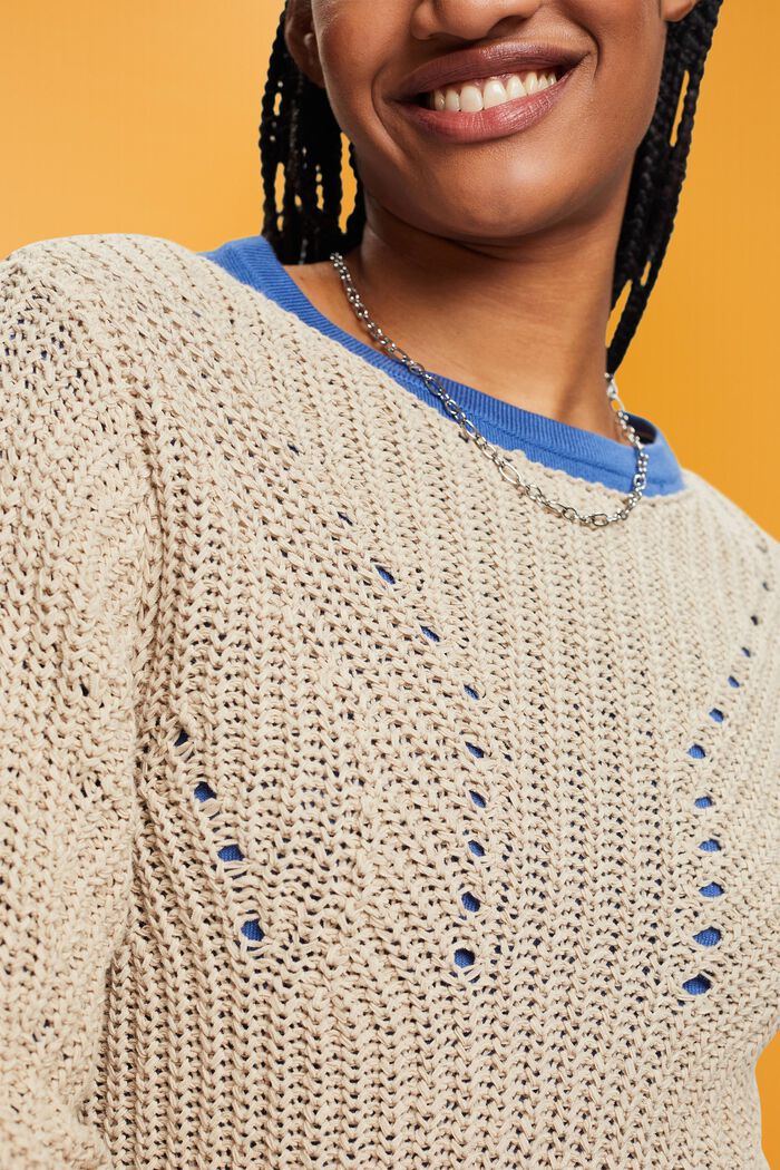 Open-Knit Sweater, LIGHT TAUPE, detail image number 2