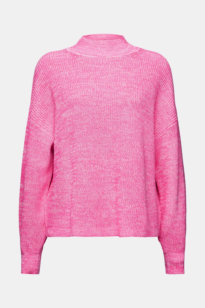Ribbed Knit Mock Neck Sweater, PINK FUCHSIA, detail image number 6