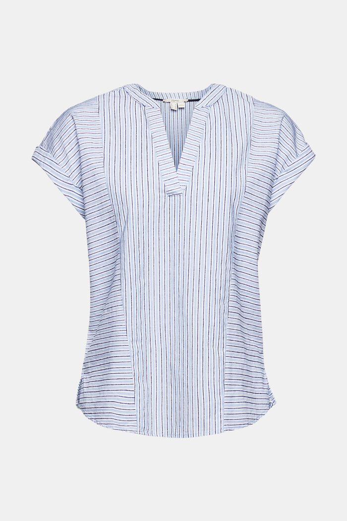 Blouse with textured stripes, OFF WHITE, overview