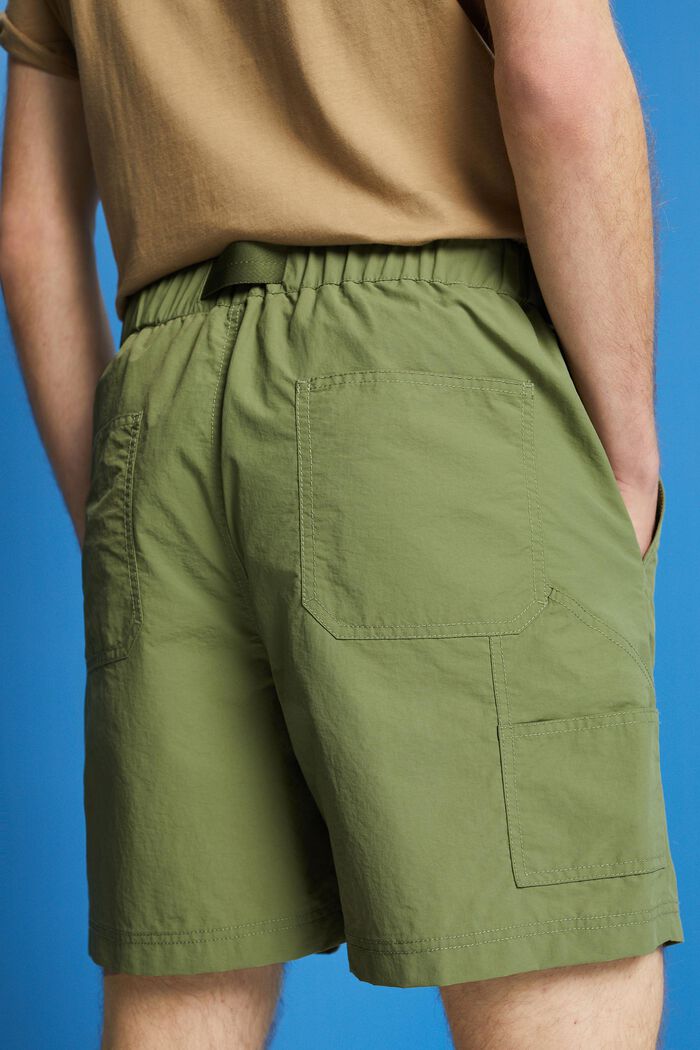 Shorts with integrated belt, OLIVE, detail image number 4