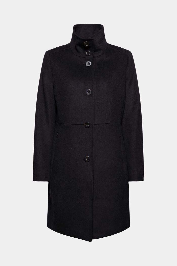 Made of blended wool: Coat with a stand-up collar, BLACK, detail image number 5