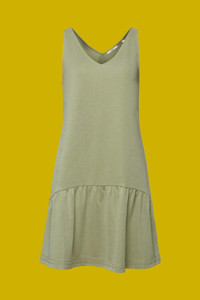 Jersey dress with flounced hem, TENCEL™, LIGHT KHAKI, detail image number 6